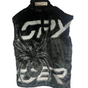 Vtg Spyder Mens Reversible Fleece & Nylon Vest Black Cold Weather Sports Skiing